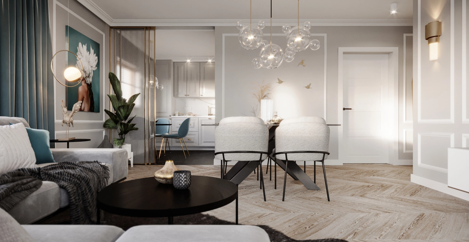 Eleganckie mieszkanie - projekt wnętrza dla rodziny 2+1 zdjęcie: 4