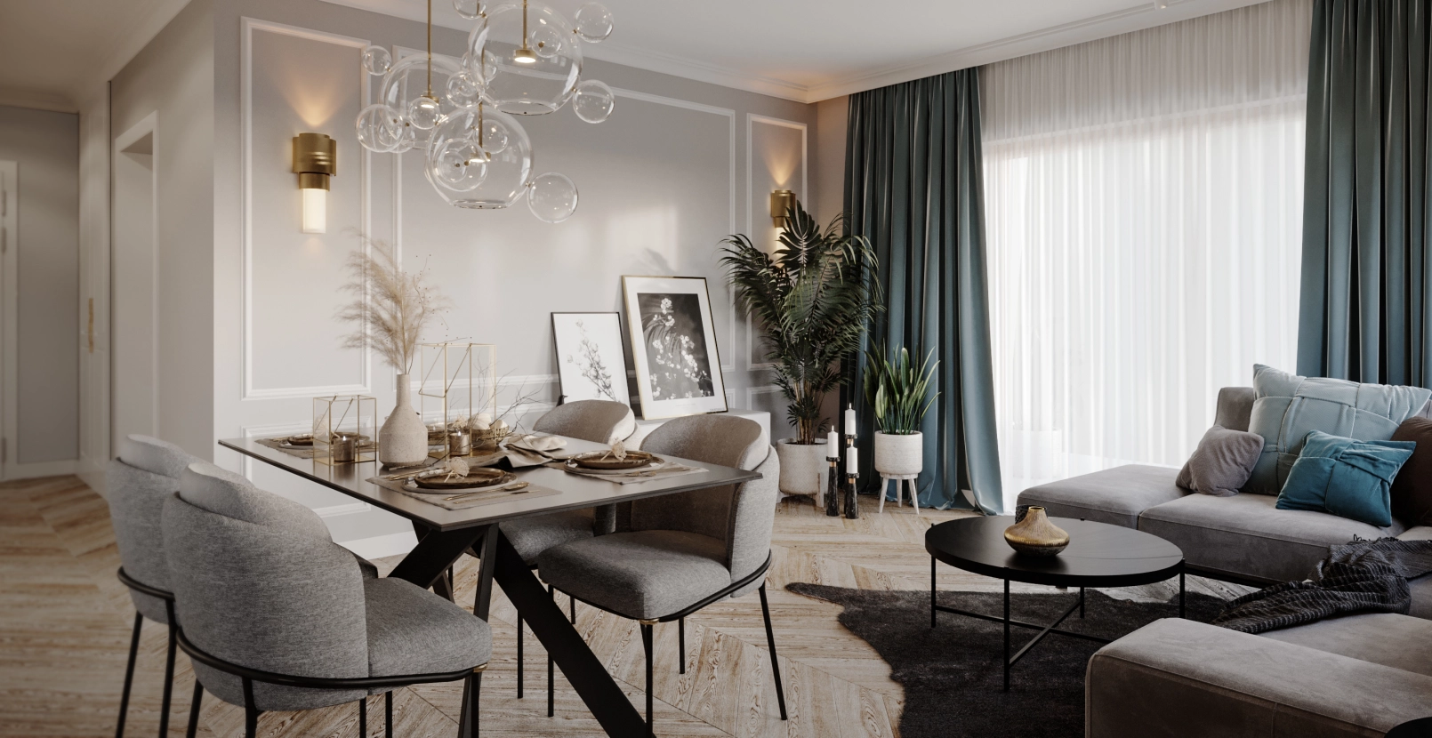 Eleganckie mieszkanie - projekt wnętrza dla rodziny 2+1 zdjęcie: 2